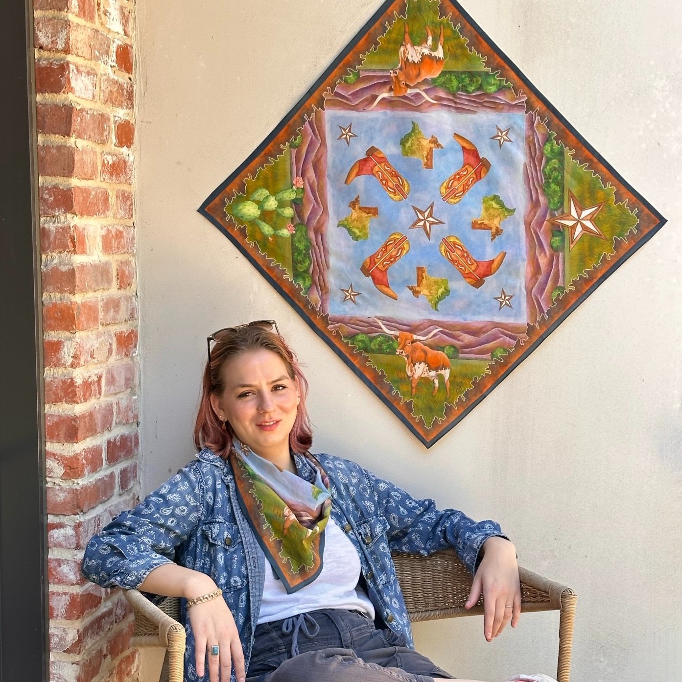 Longhorn Scarf, 26", Cotton Silk Blend - 2