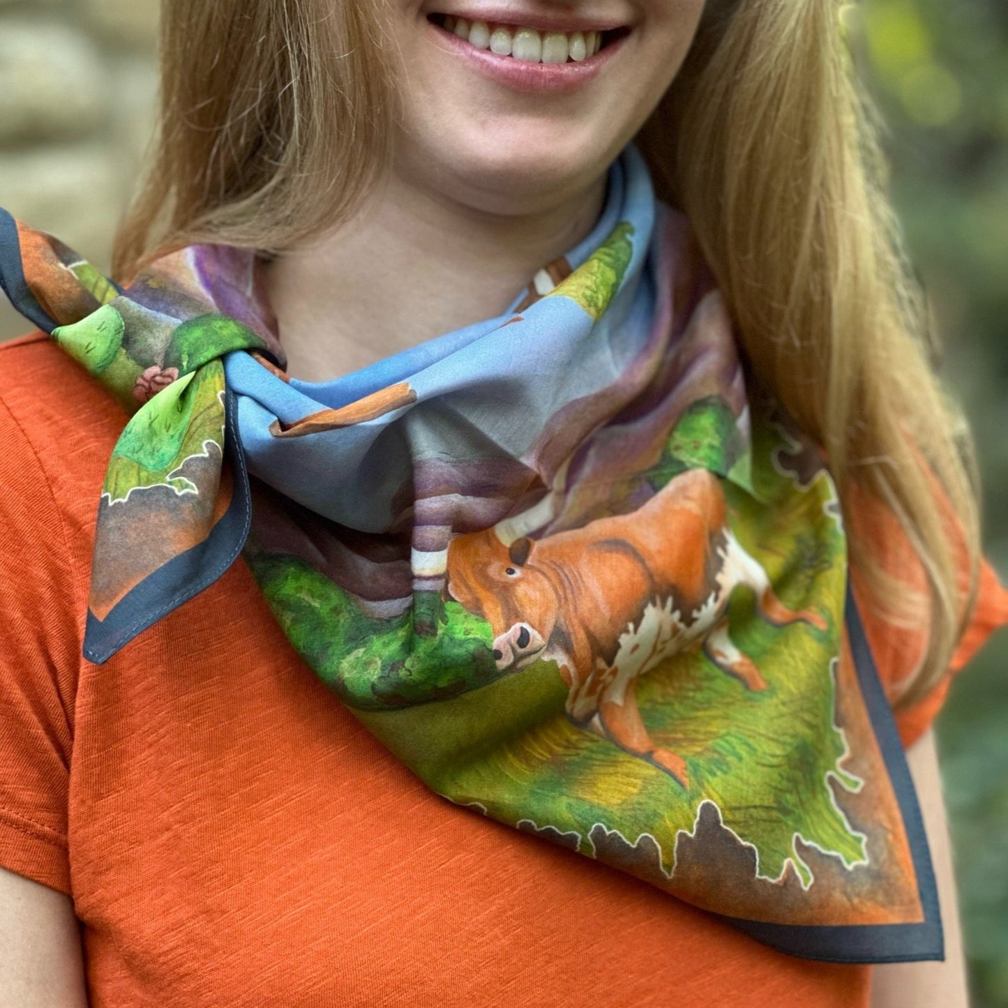 Longhorn Scarf, 26", Cotton Silk Blend - 5