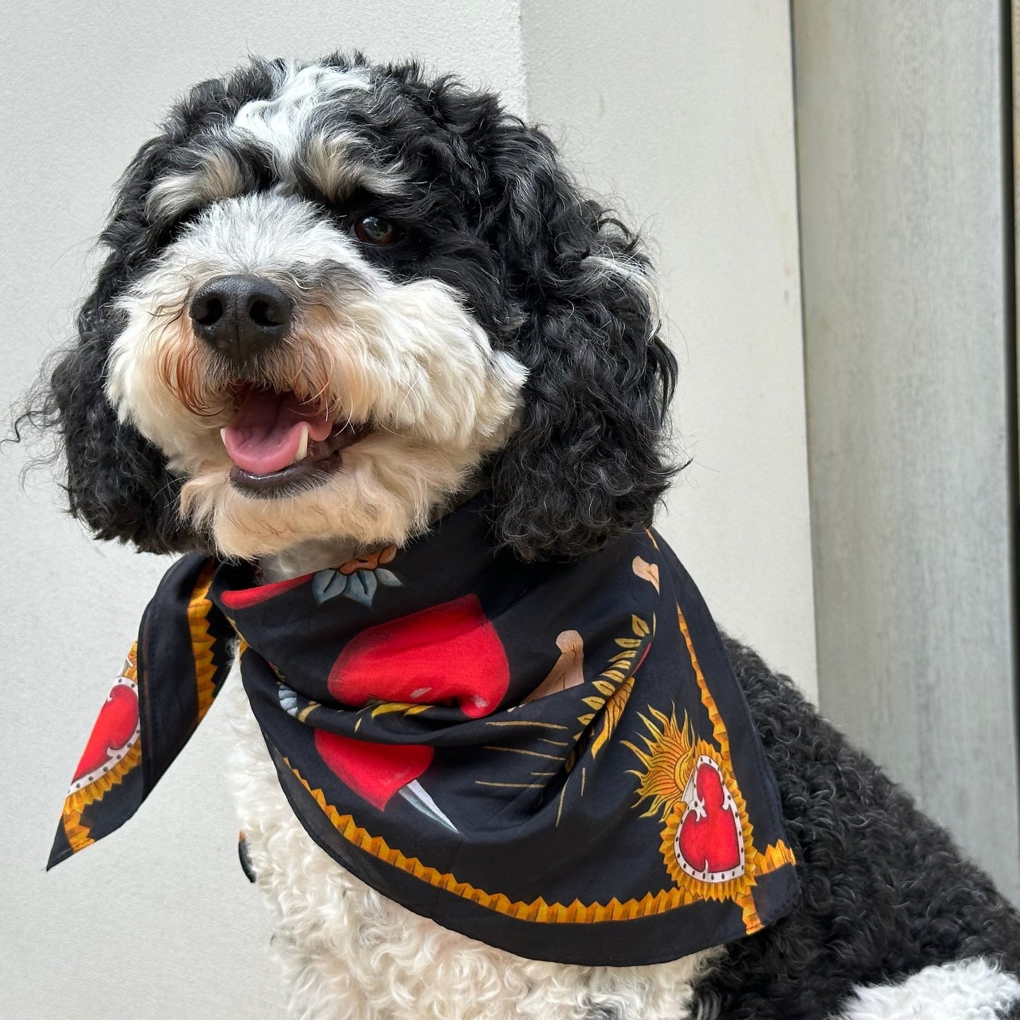 Sacred Heart Scarf, Charcoal, 26", Cotton Silk Blend - 2