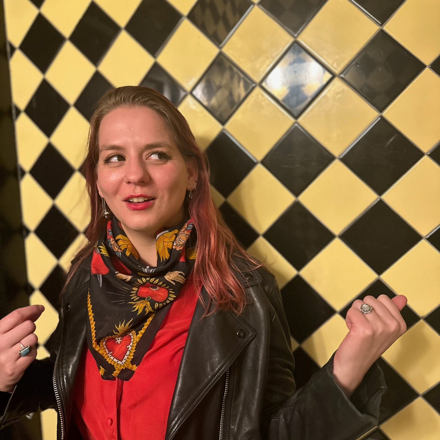 Sacred Heart Scarf, Charcoal, 26", Cotton Silk Blend - 9