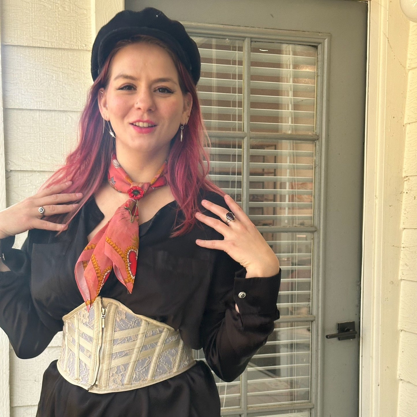 Sacred Heart Scarf, Warm Blush, 26", Cotton Silk Blend - 5