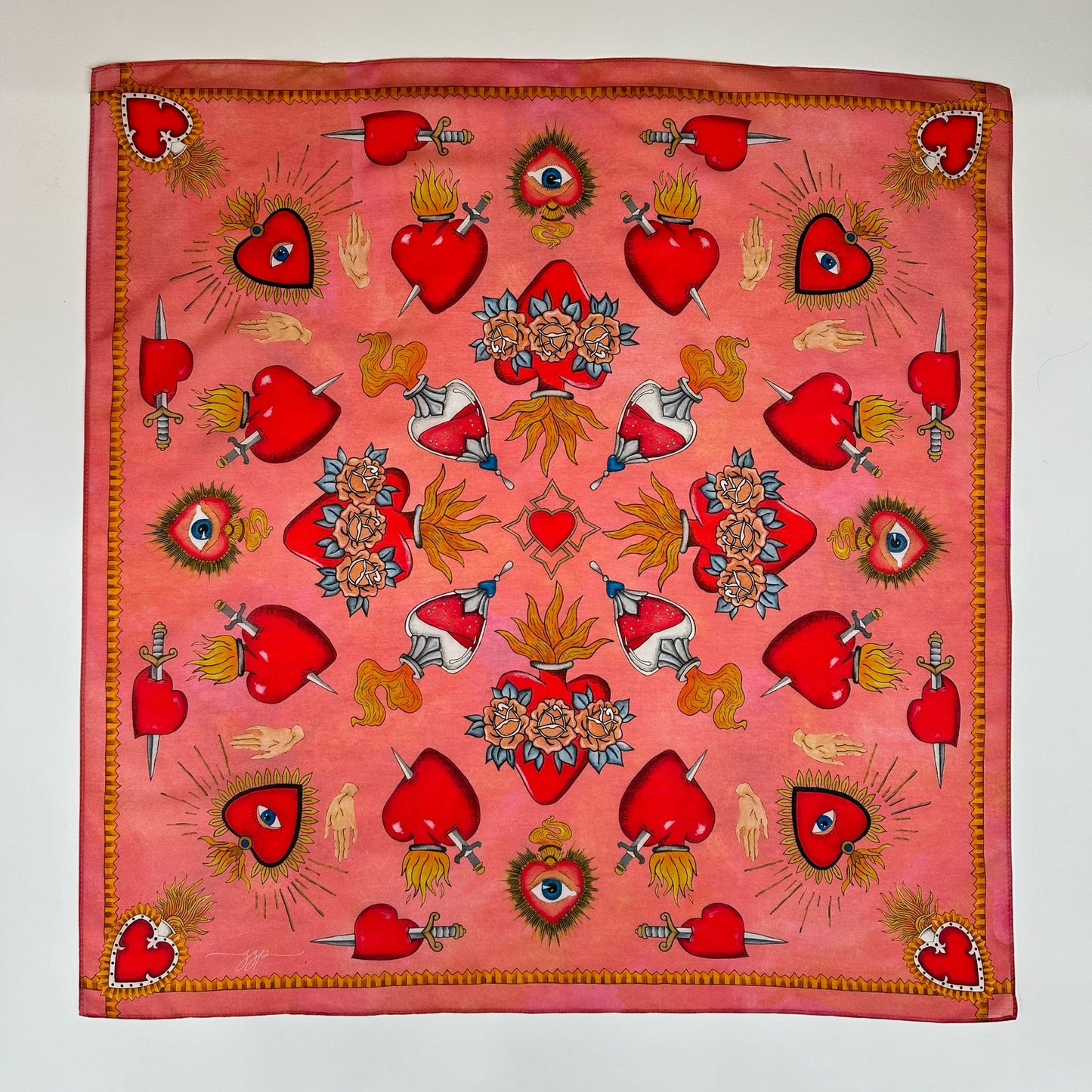 Sacred Heart Scarf, Warm Blush, 26", Cotton Silk Blend - 1