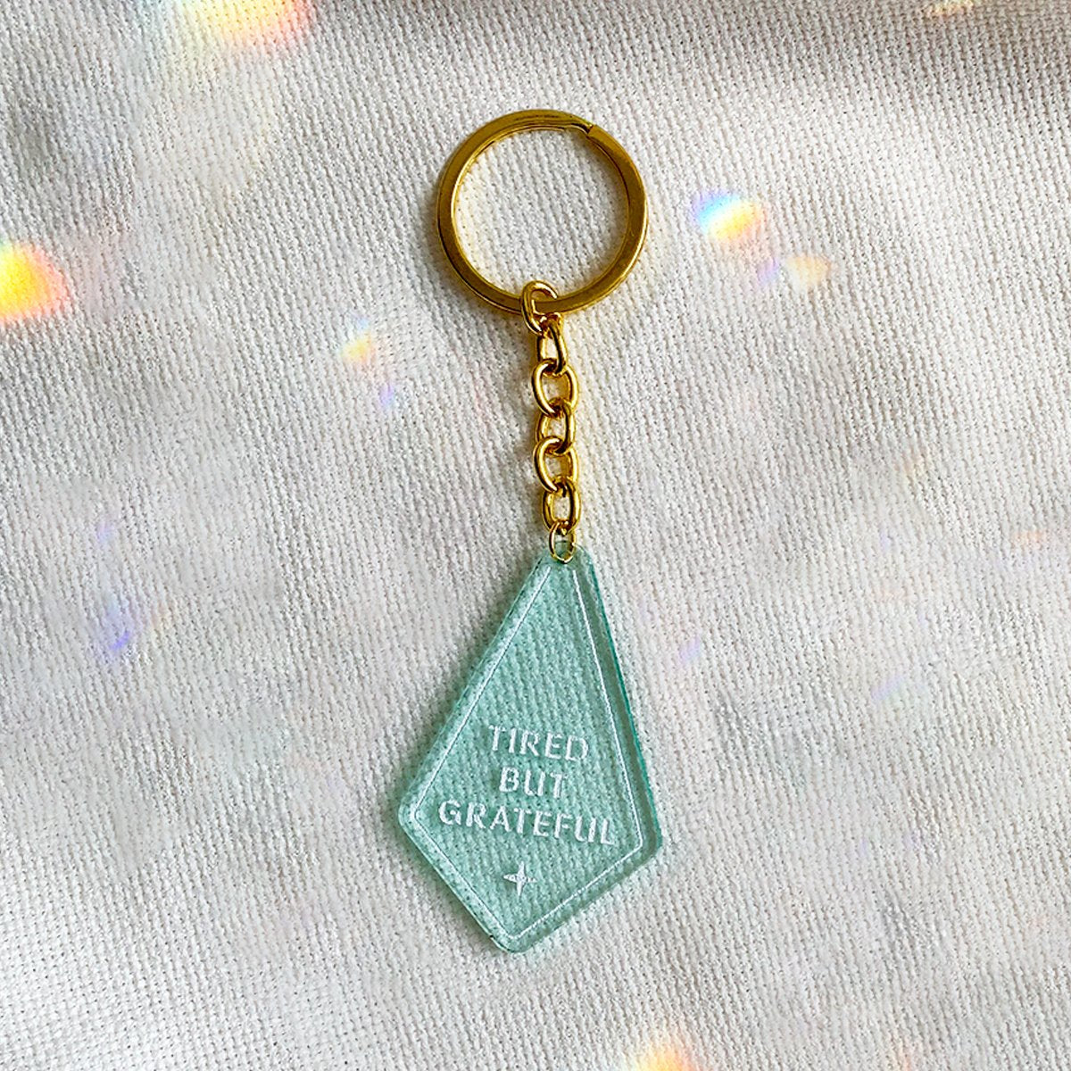 Keychain- Tired but Grateful, Glass Green - 1