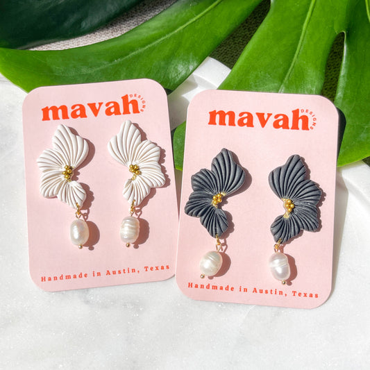 Floral Dangle Pearl Earring - 1