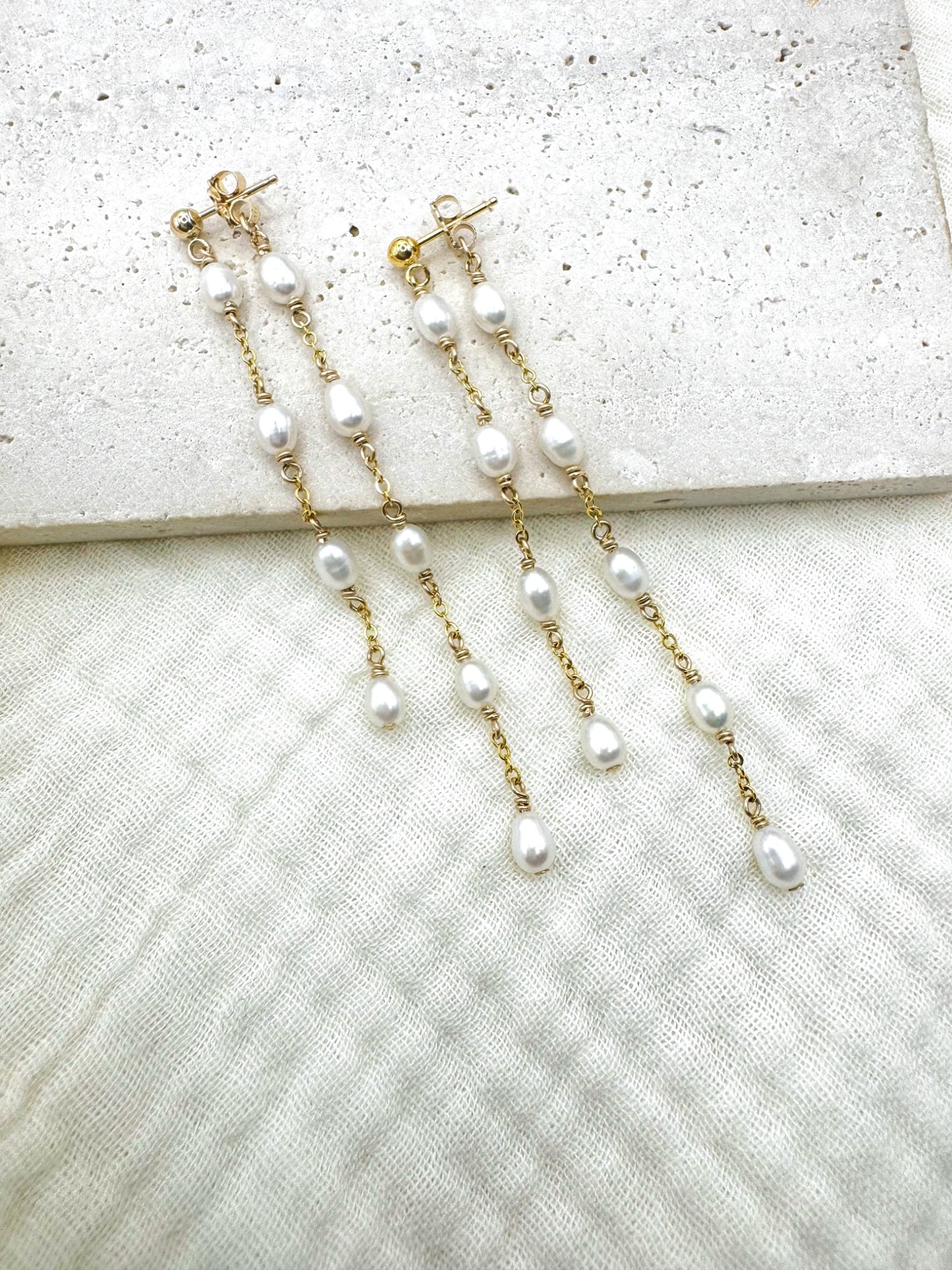 Gemstone Chain Earrings in 14k gold filled  - 3