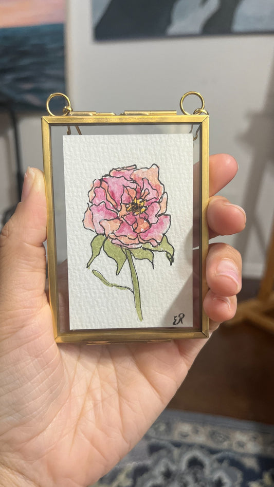 2x3 Original Flower Painting in Gold Frame