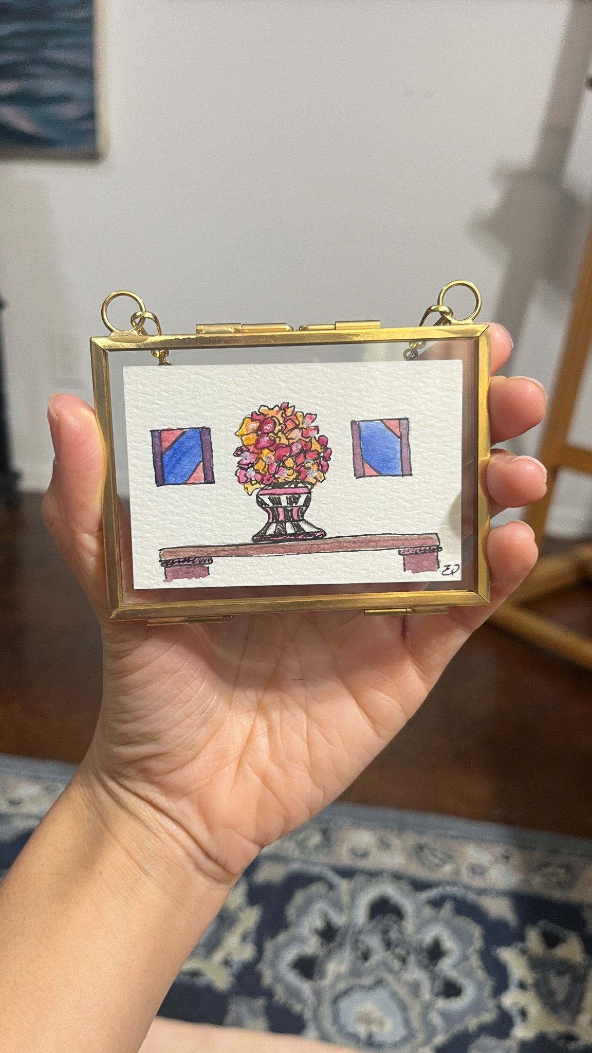 2x3 Original Flower Painting in Gold Frame