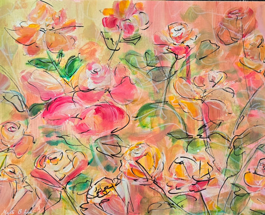 Original Painting- "Rose Garden Study #1" - by Malti B Lee