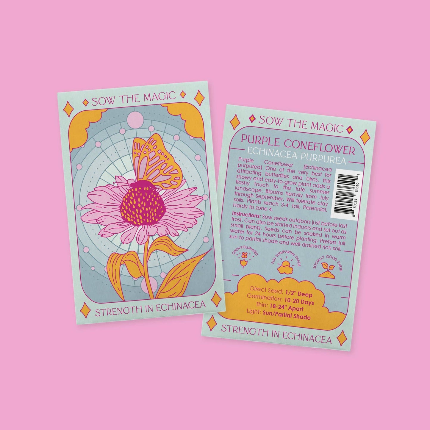 Seed Packet- Strength in Echinacea Flower Tarot Garden + Gift