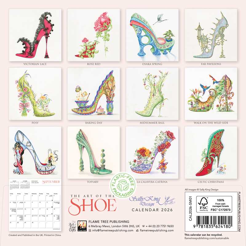Art of the Shoe by Sally King Design Mini Wall Calendar 2026 (Art Calendar) by
