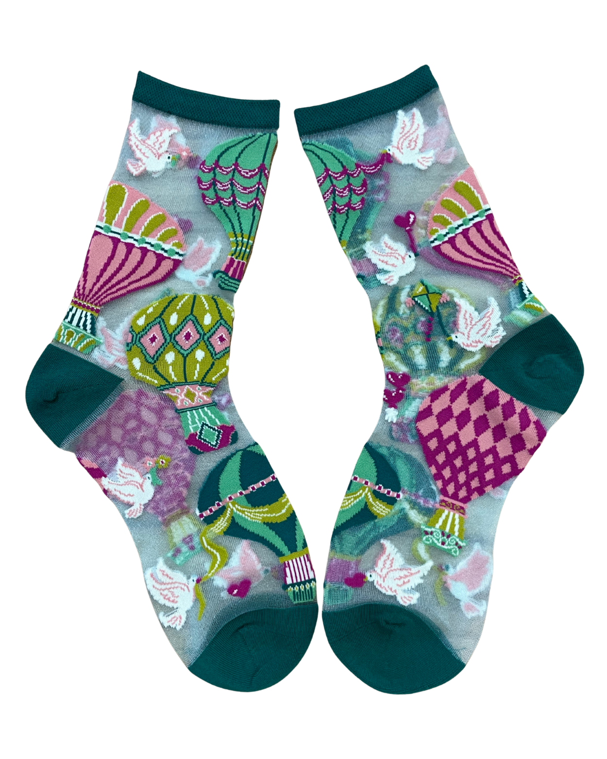 Hot Air Balloon Shimmer Sheer Crew Sock