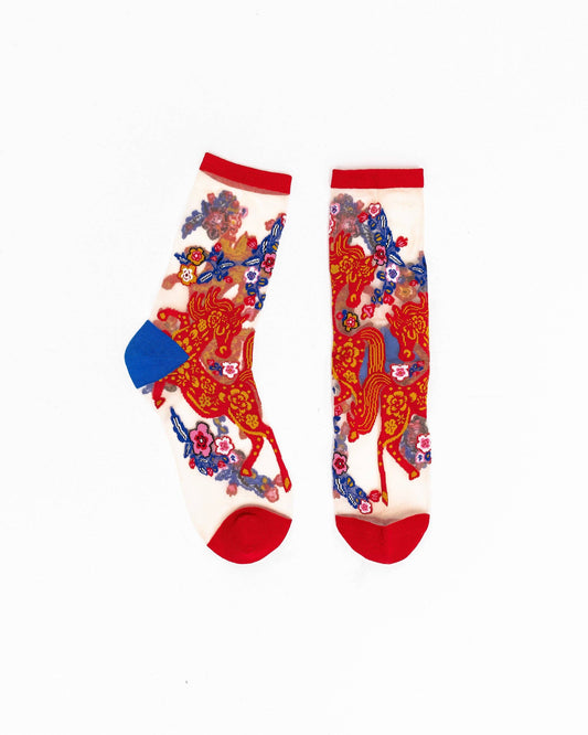 Year of the Horse Sheer Crew Sock