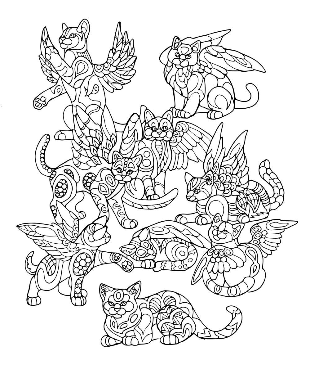 Adult Coloring Book: Stress Relieving Cats (Unique Gifts)