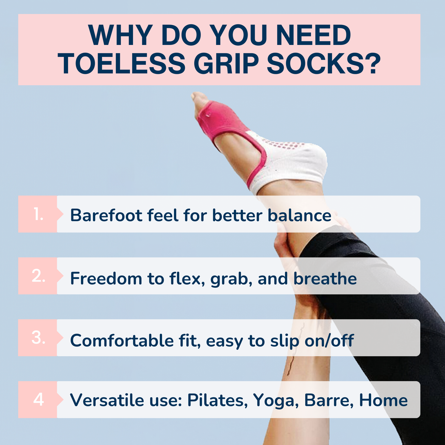 Tucketts Allegro Blue Oasis Pilates Socks - Non-Slip Grip, Open Toe, Barre & Yoga - Women's