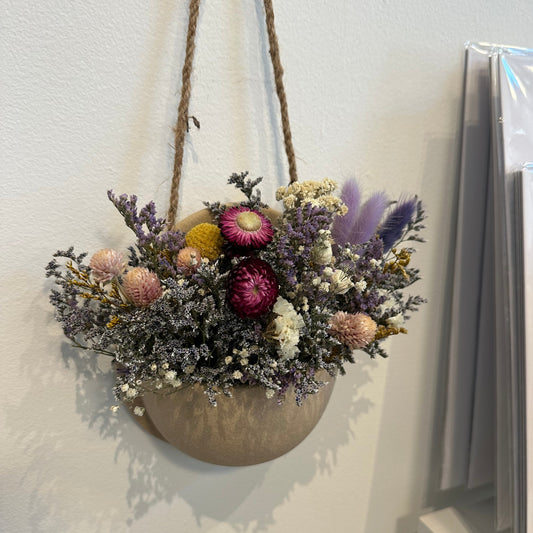 Ceramic Wall Pocket with Dried Florals