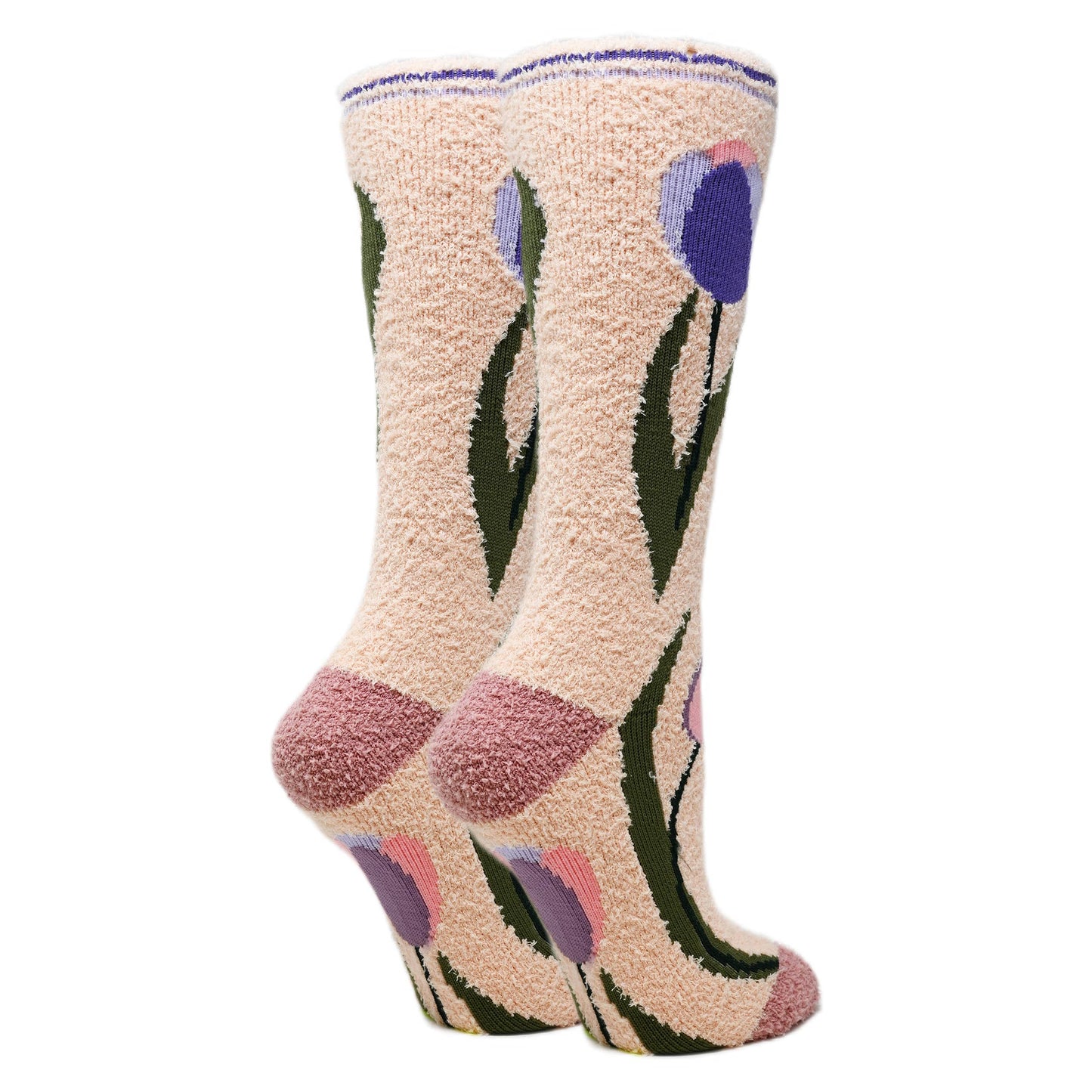 Julia | Women's Tulips Floral Pattern Fuzzy Cozy Socks