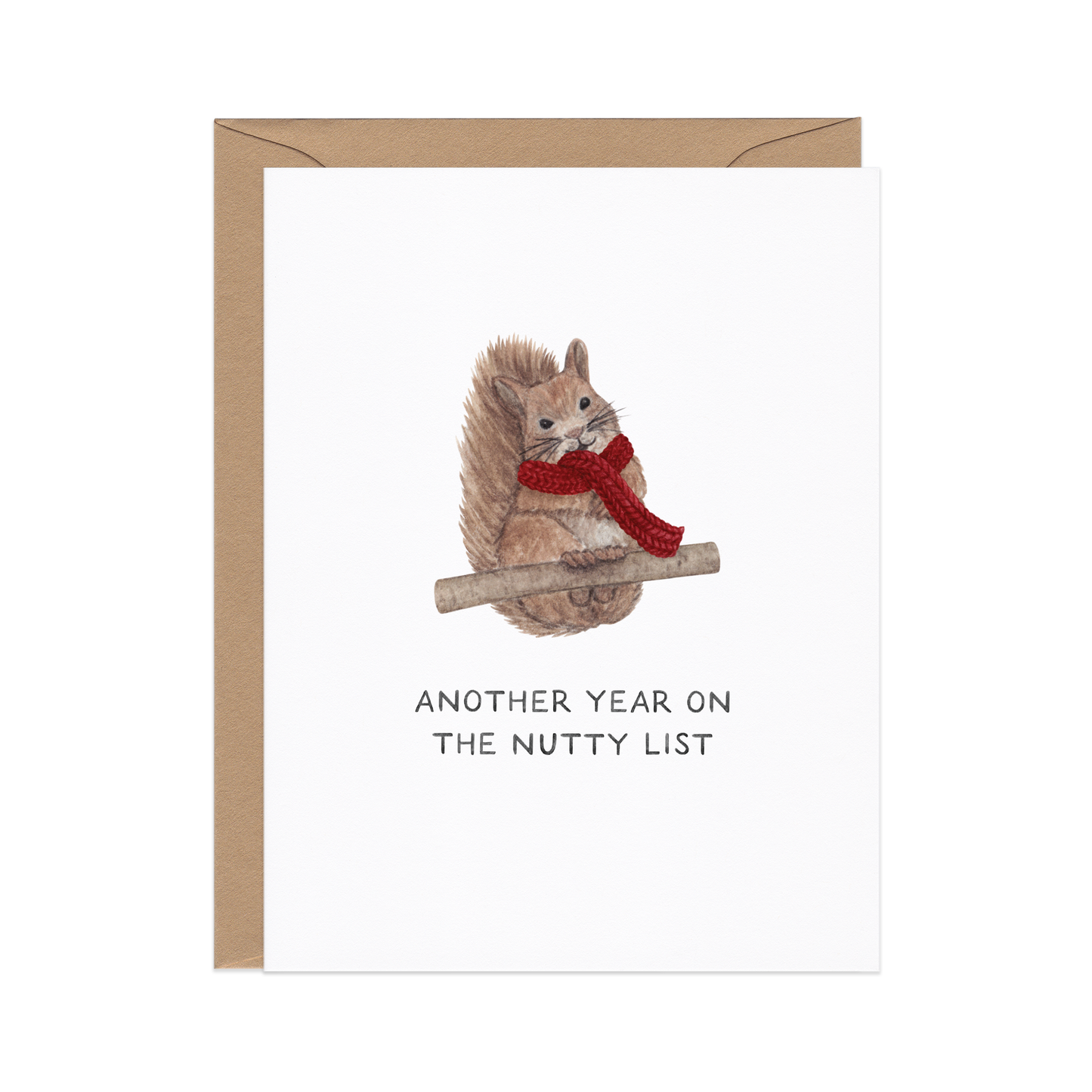 On The Naughty List — Funny Nutty Squirrel Christmas Card