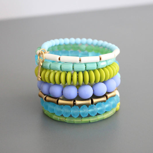 Bracelet- turquoise and chartreuse wrap