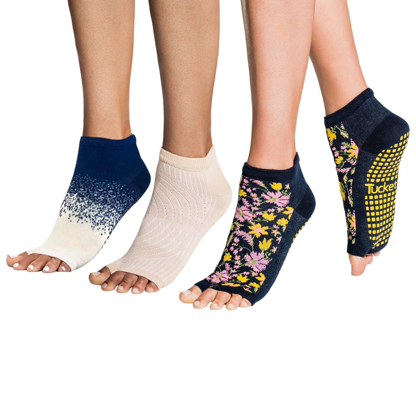 Tucketts- Blue Effervescent, Apricot Zen, Blooming Fields - Grip Socks