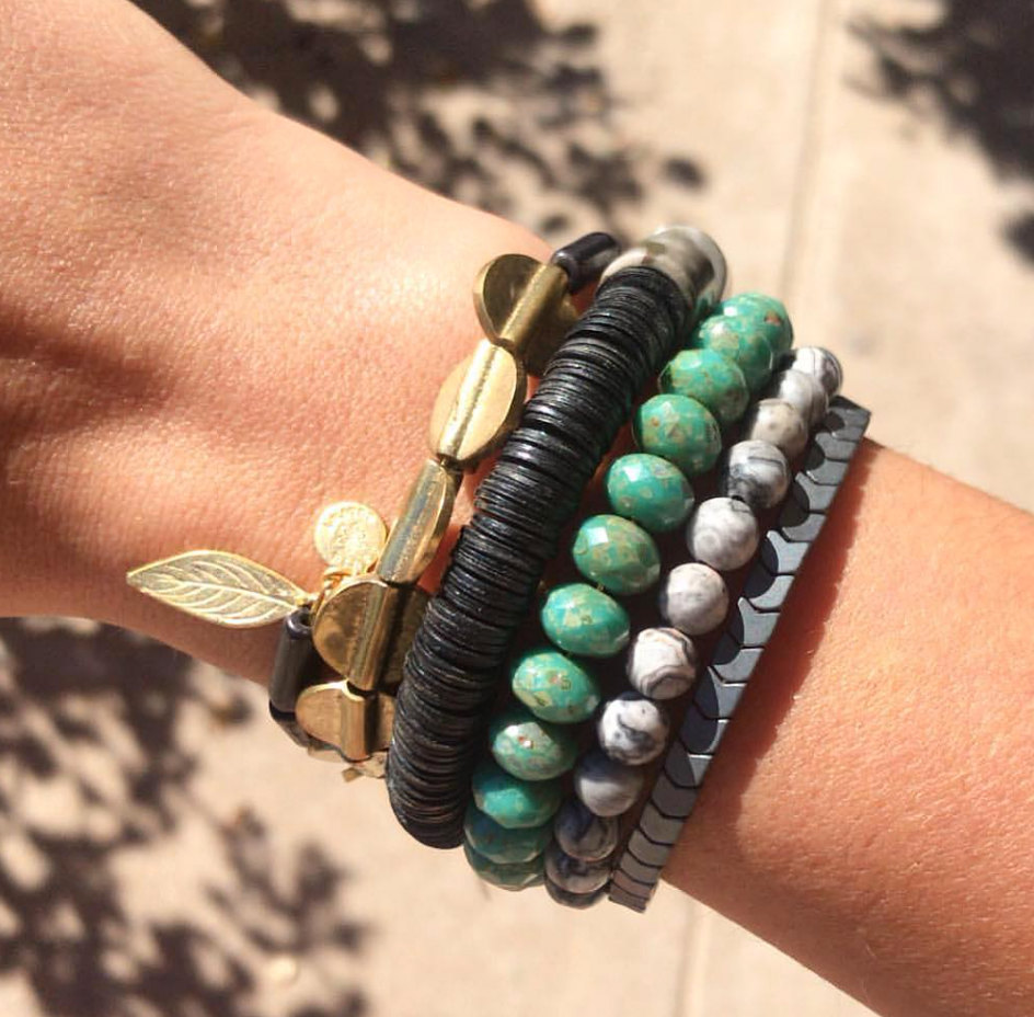 Bracelet- Black and turquoise wrap