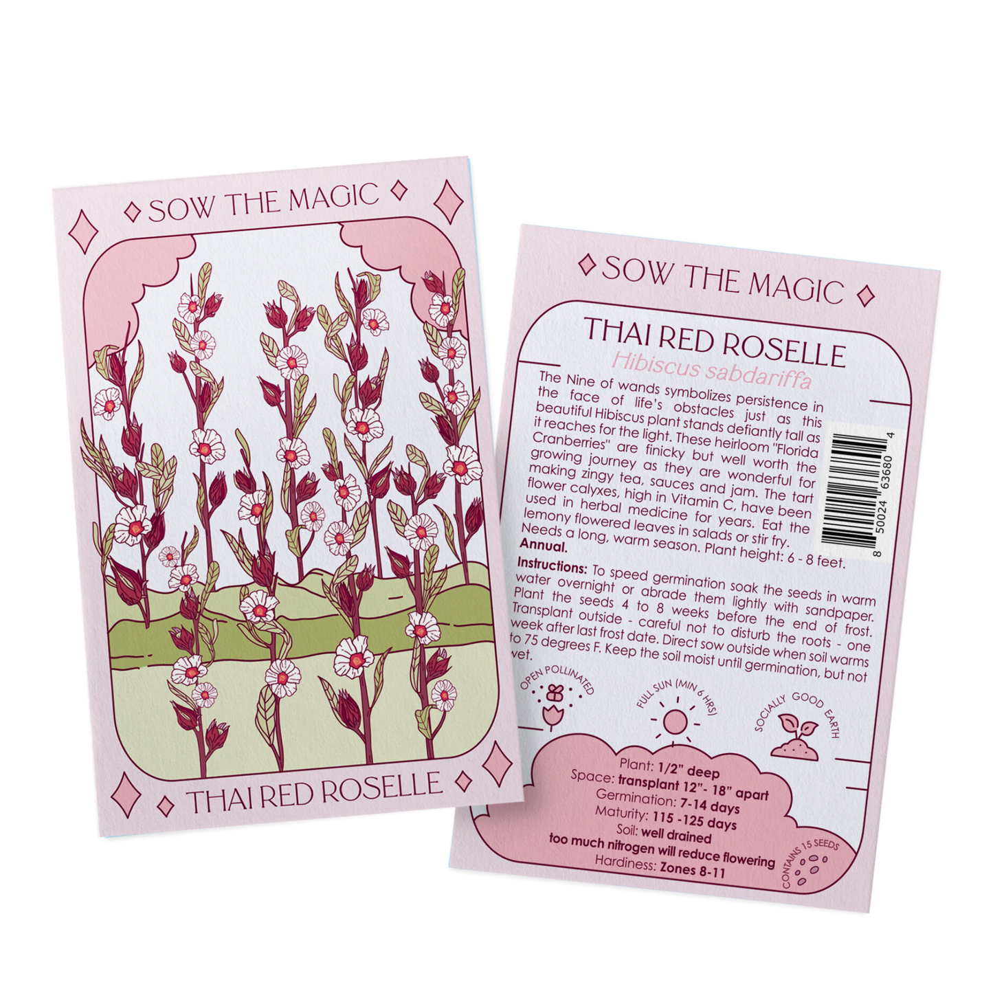 Seed Packet- Thai Red Roselle Hibiscus Tarot Garden + Gift