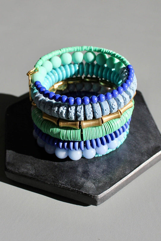 Bracelet- turquoise and cobalt wrap