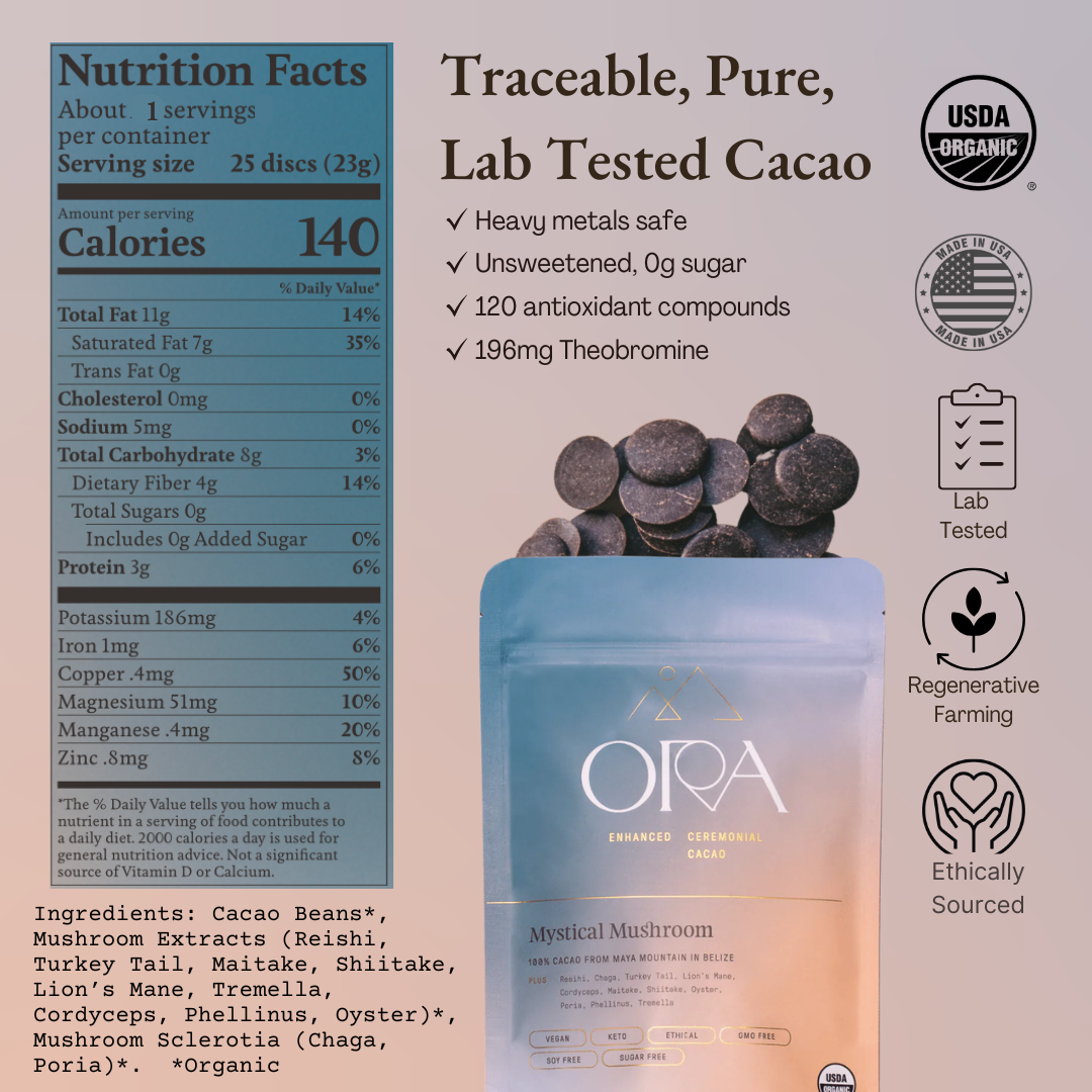 Ceremonial Cacao 1oz Sachet | Mystical Mushroom 100% Organic