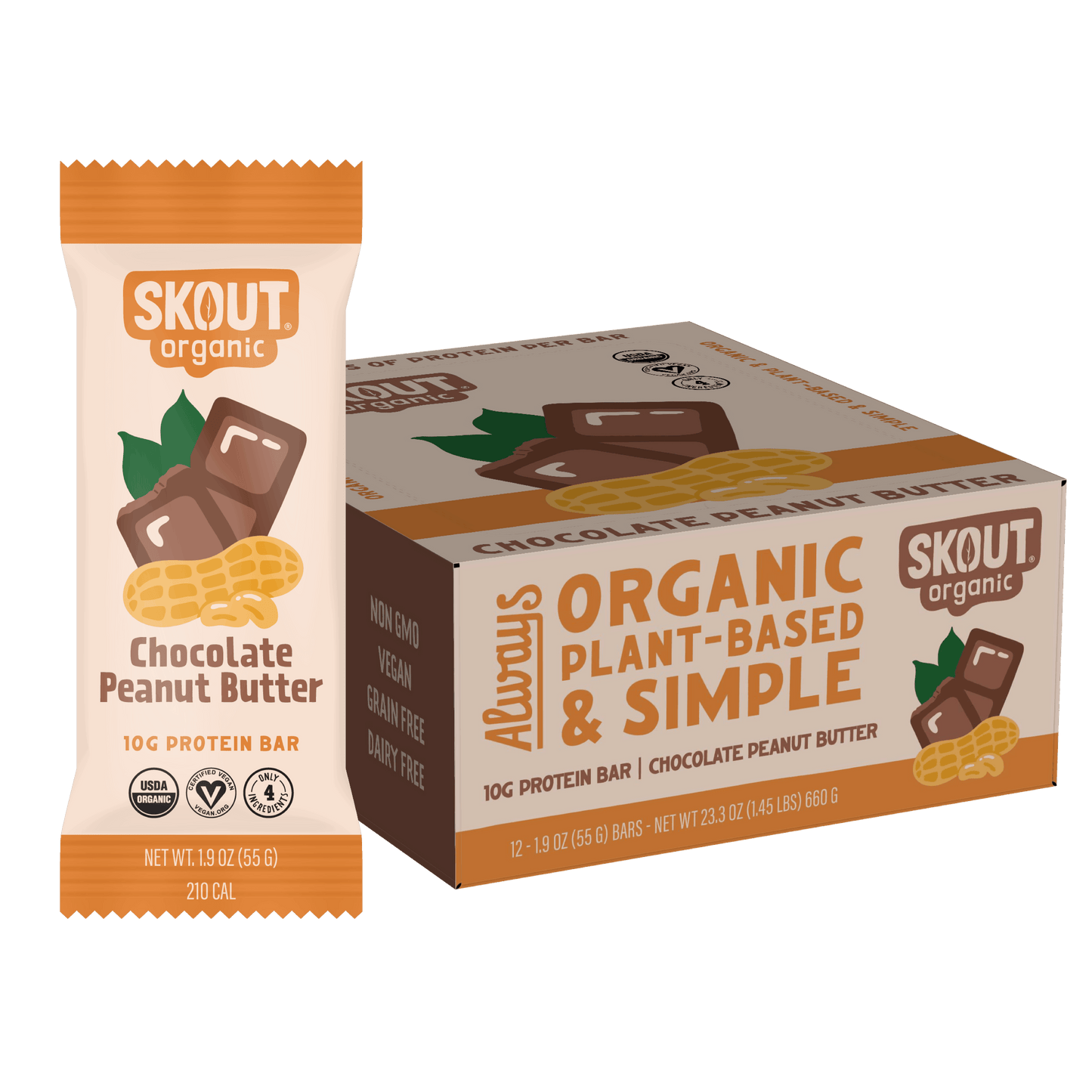Chocolate Peanut Butter Protein Bar - Skout Organic