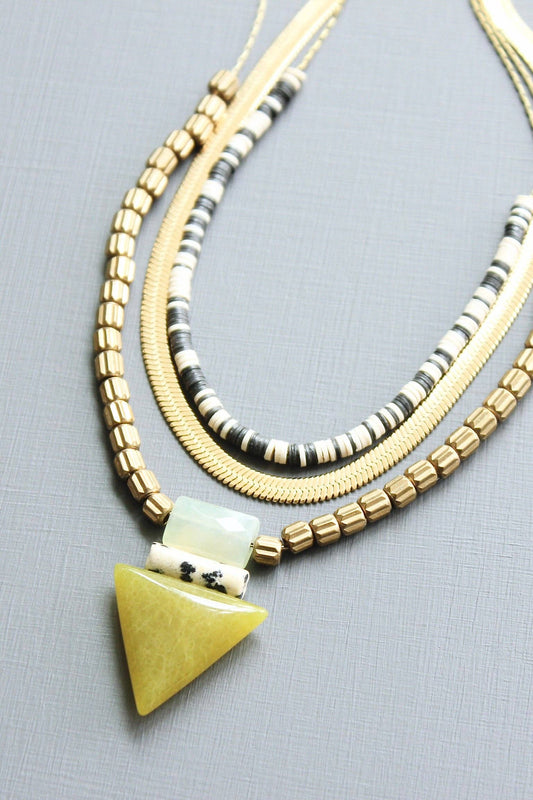 Necklace- Triple strand ArtDeco Dalmatian Jasper