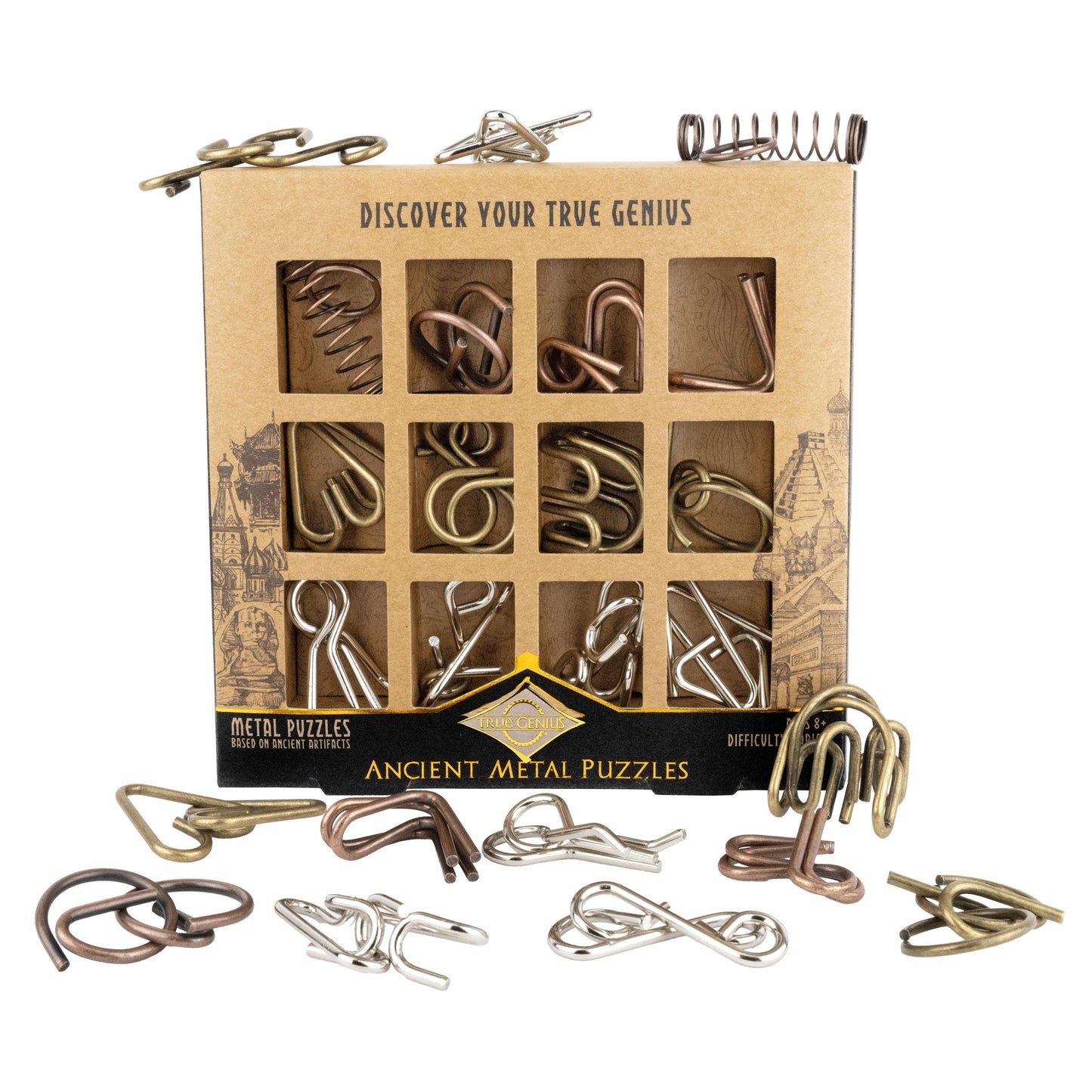 True Genius Ancient Metal 12-PC Puzzle Set