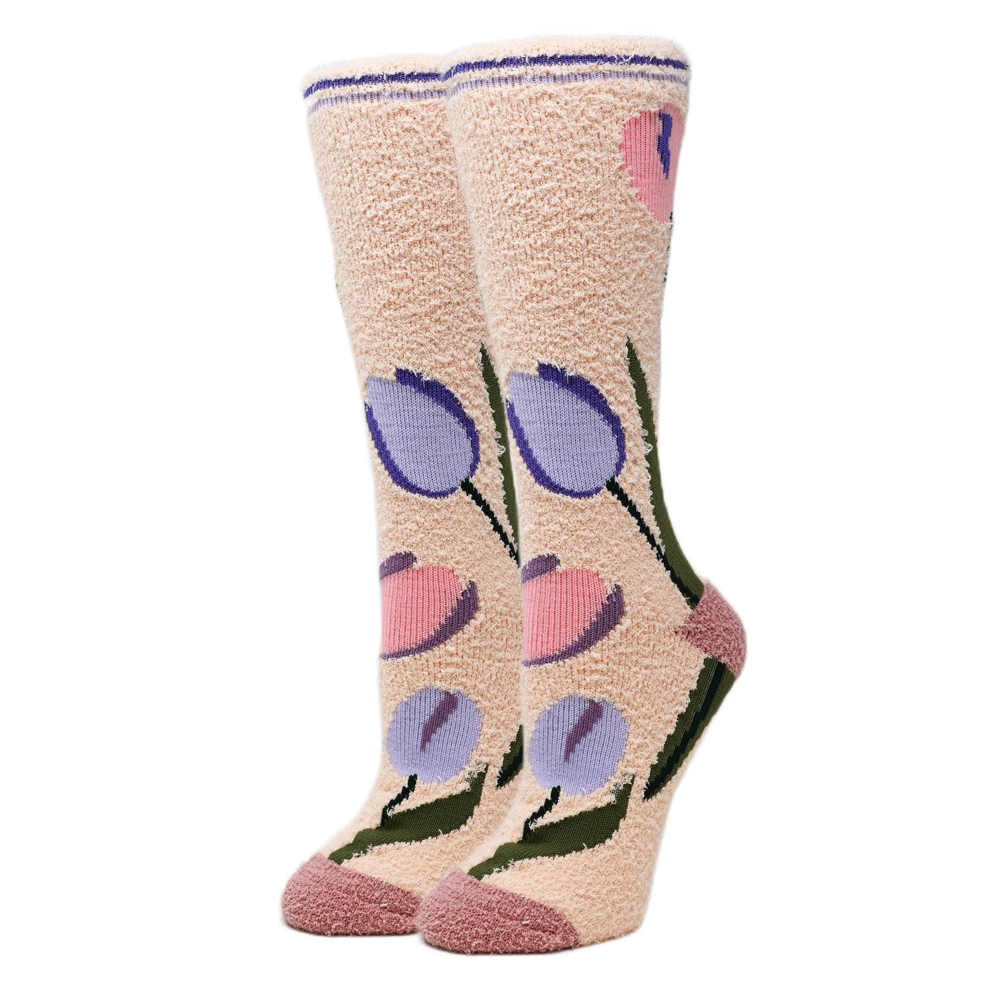 Julia | Women's Tulips Floral Pattern Fuzzy Cozy Socks