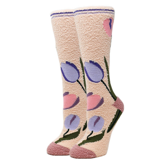 Julia | Women's Tulips Floral Pattern Fuzzy Cozy Socks