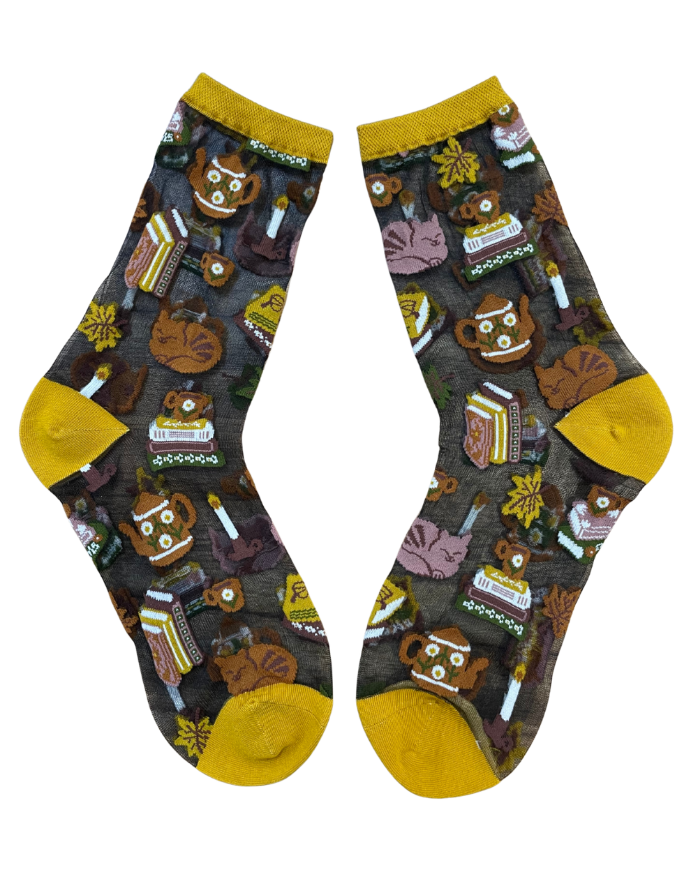 Book Lovers Black Sheer Crew Sock