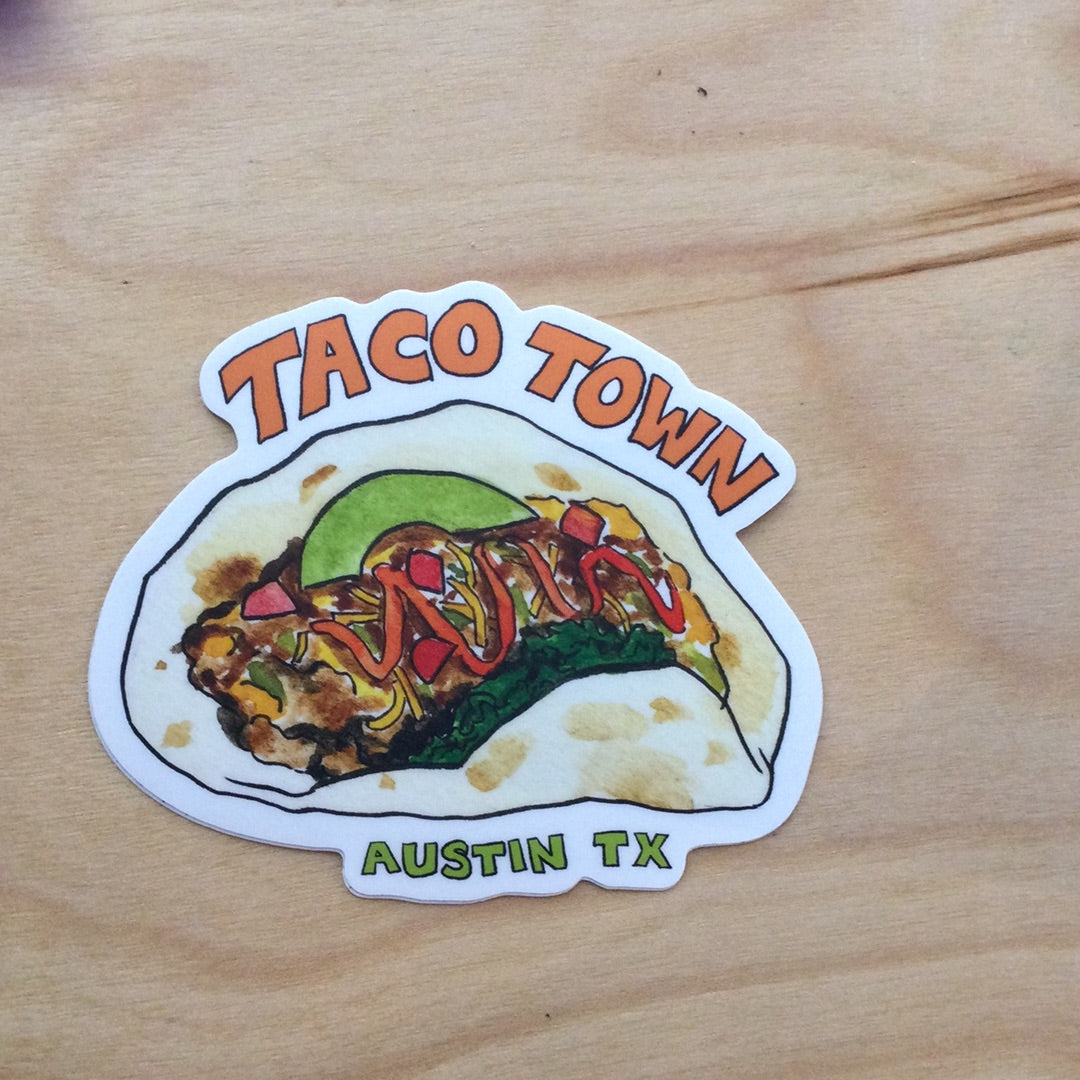 Taco town sticker