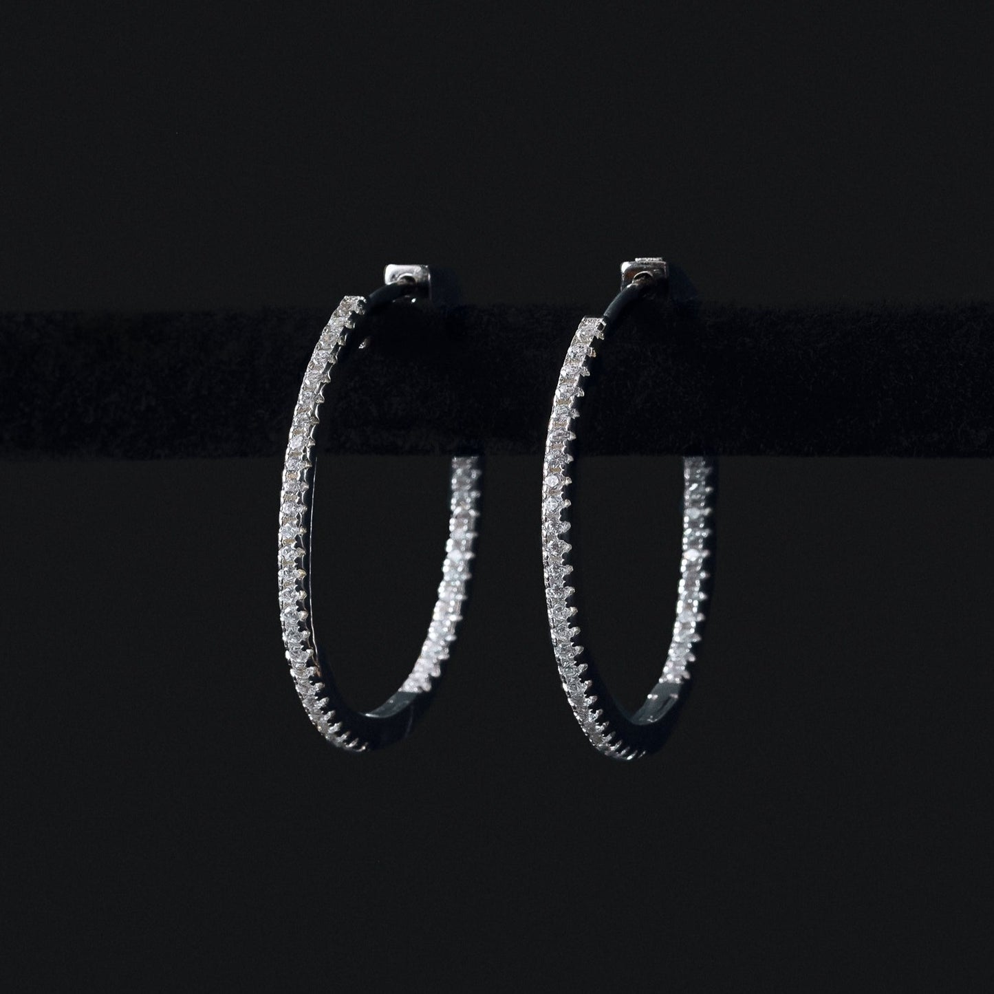 Earrings - CZ Hoops w/ Locking System - The "Caroline"