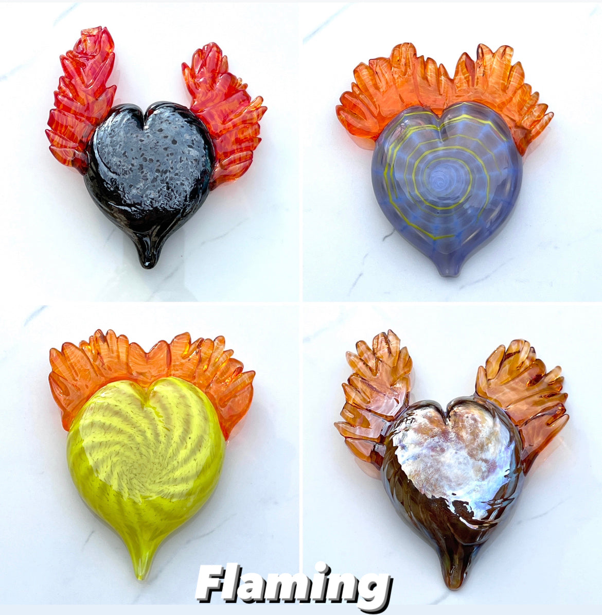 Sculpture- Hearts, blown glass, hangable