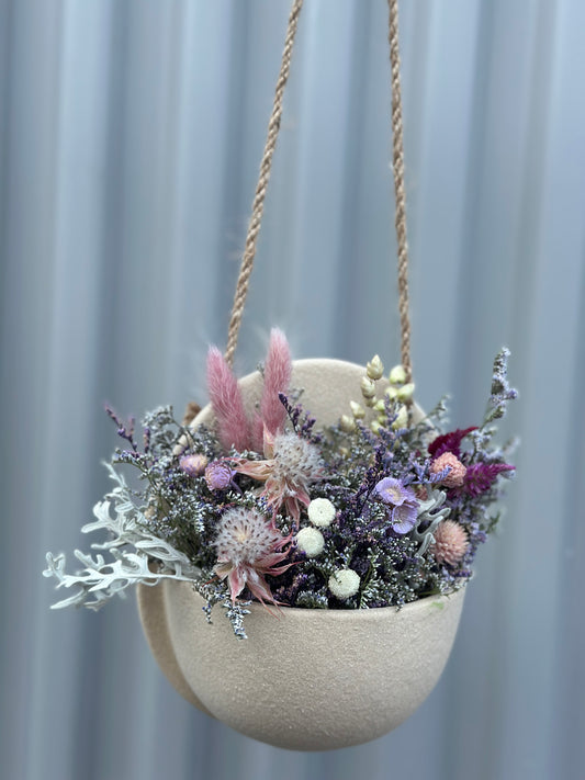 Ceramic Wall Pocket with Dried Florals