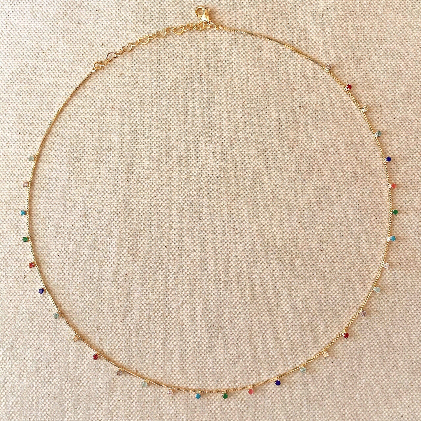 Necklace - 18KG Gold Filled Multi Rainbow Gemstone (NEW)