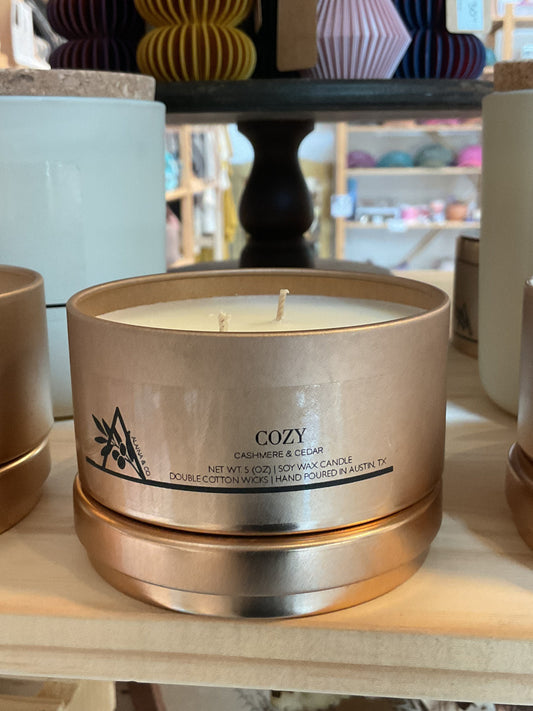 Cozy - 5oz Copper Tin Soy Wax Candle - 1