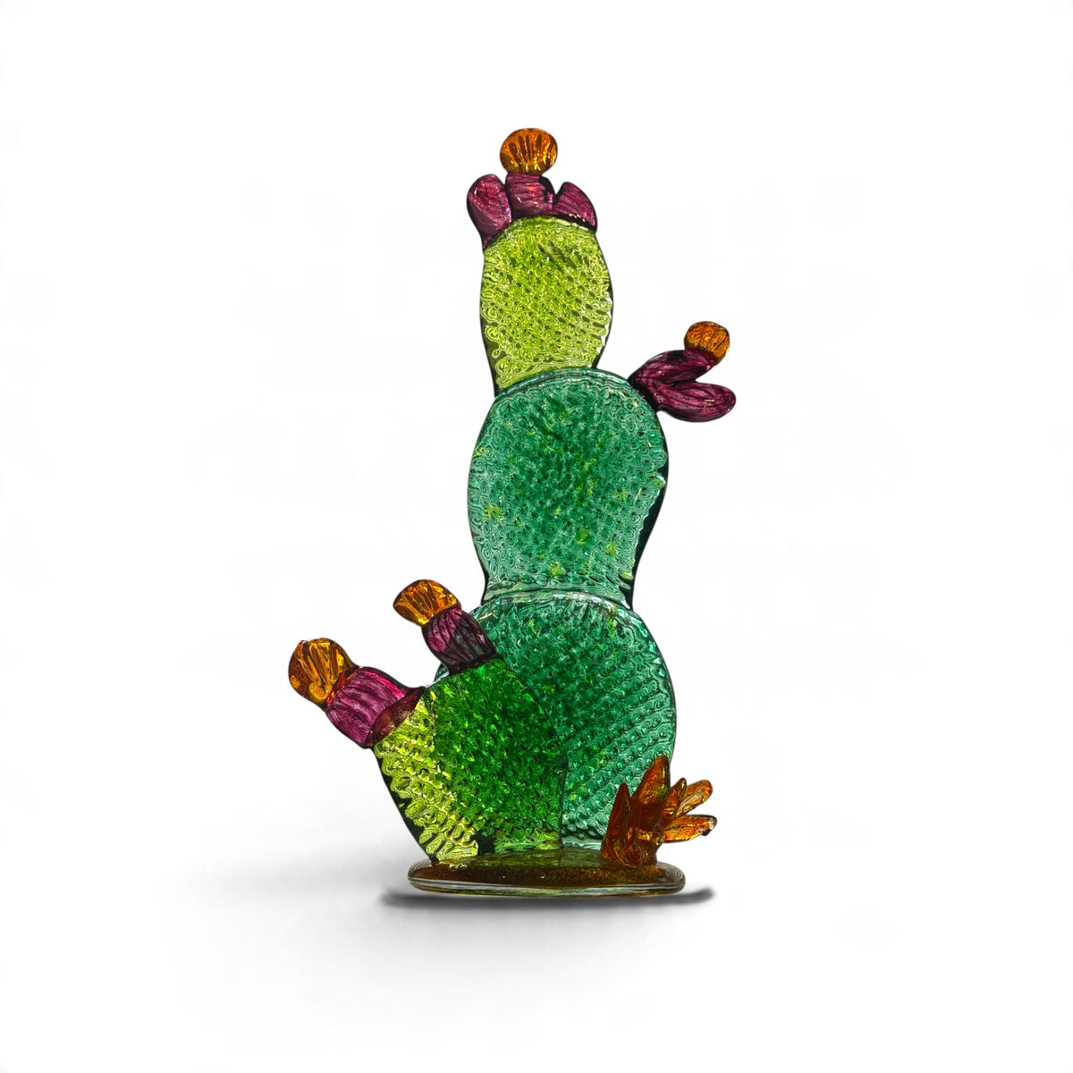 Sculpture, glass- Prickly Pear CACTUS, freestanding