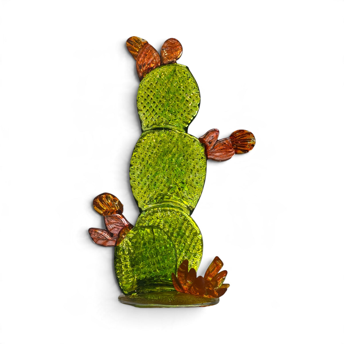 Sculpture, glass- Prickly Pear CACTUS, freestanding
