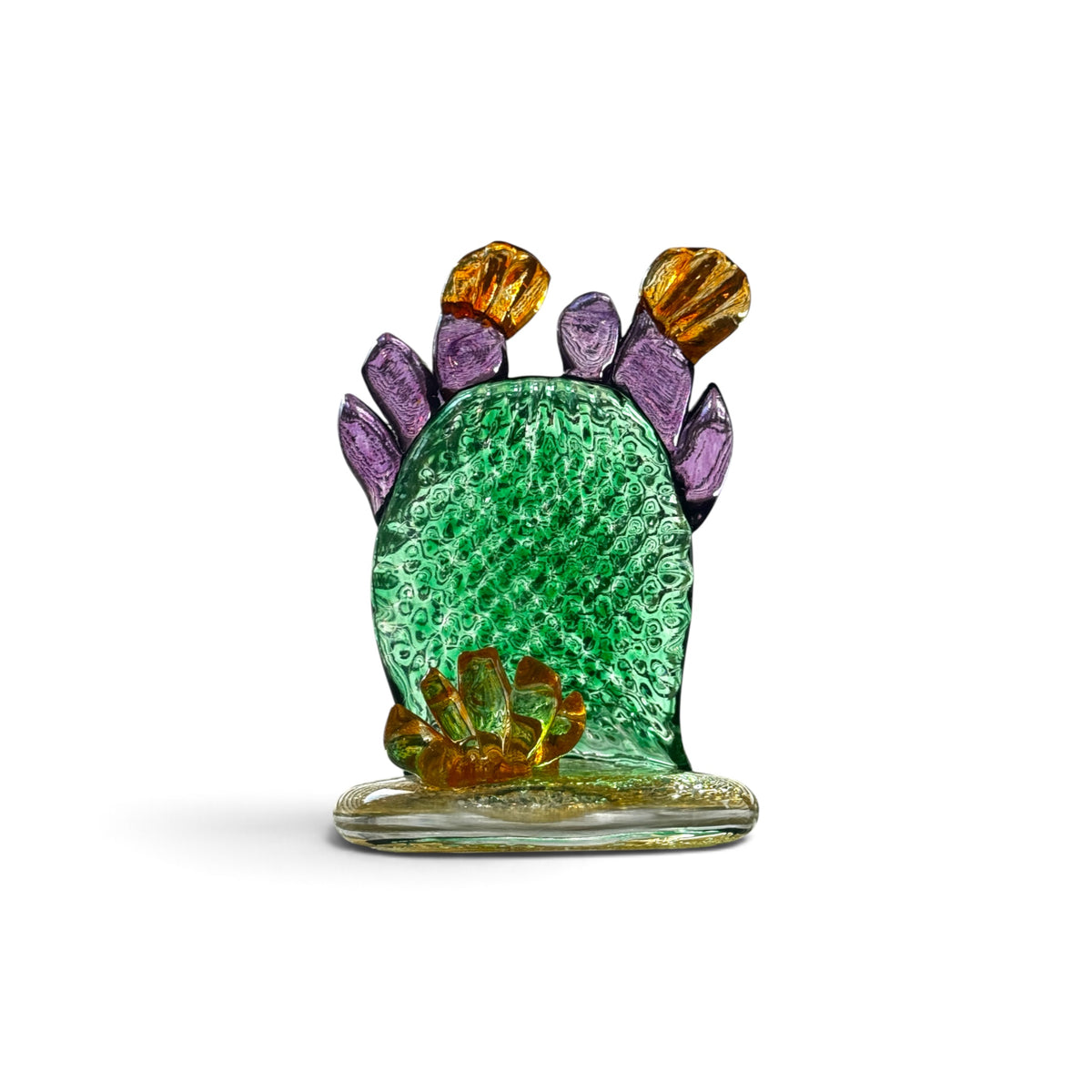 Sculpture, glass- Prickly Pear CACTUS, freestanding