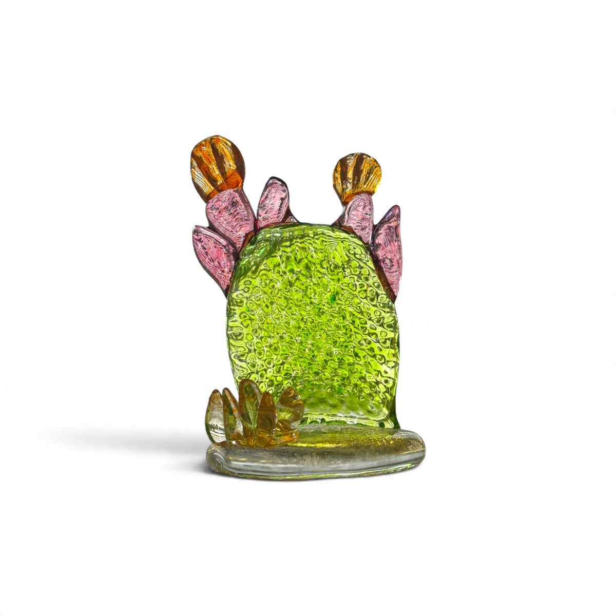 Sculpture, glass- Prickly Pear CACTUS, freestanding