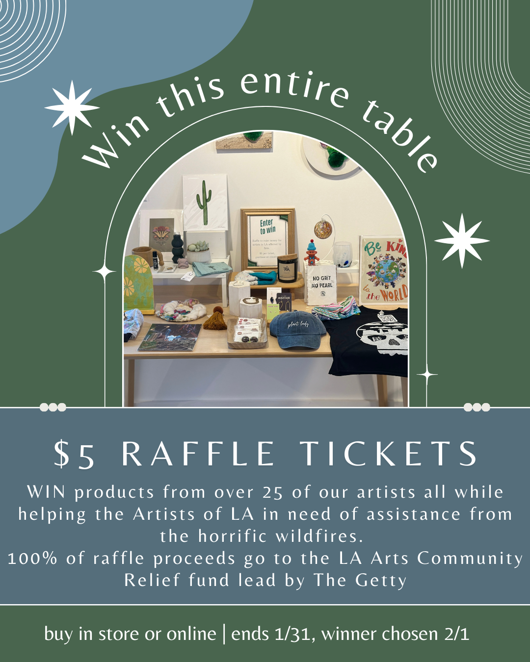 Raffle ticket- supporting artists affected by LA Fires