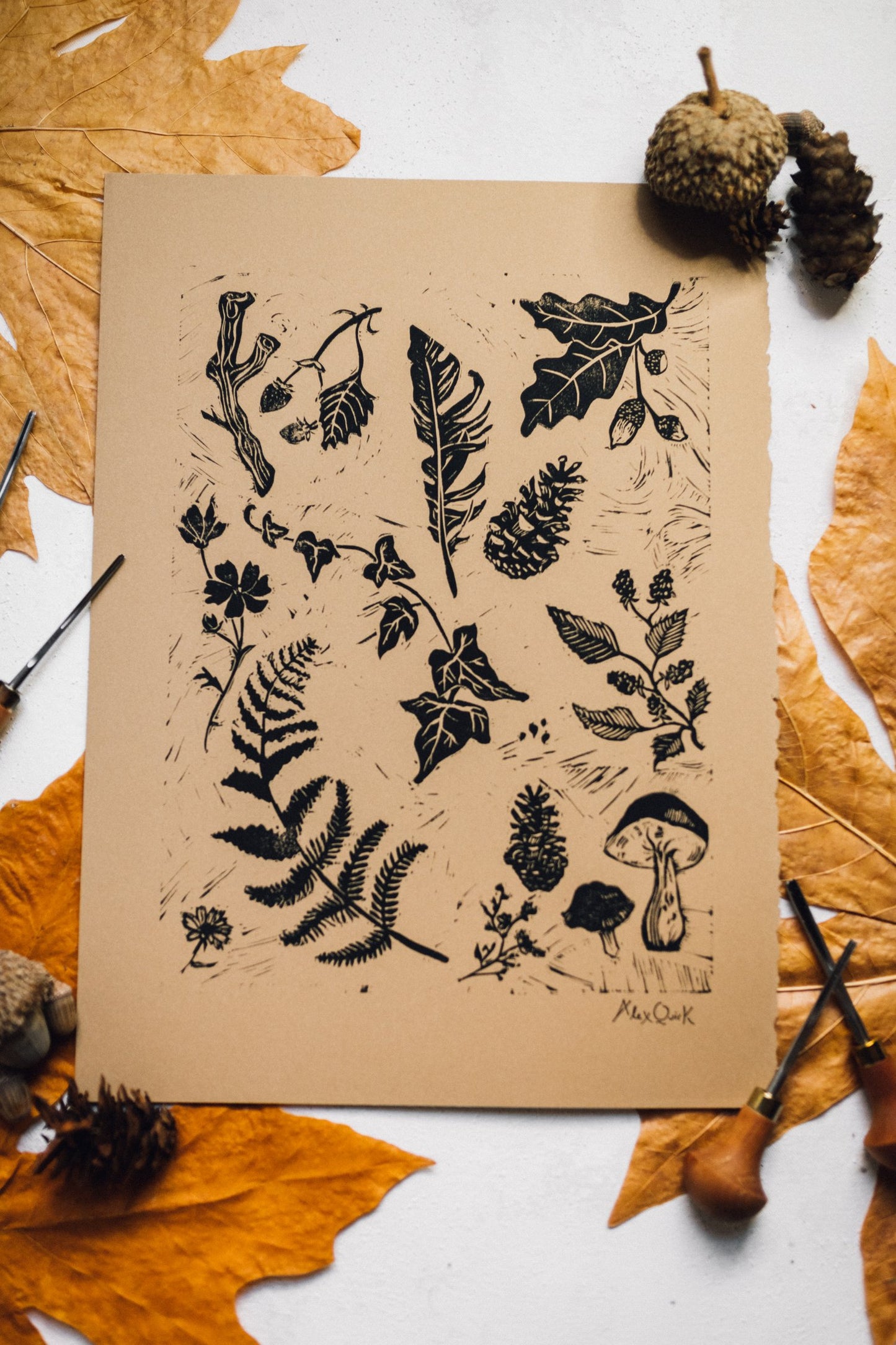 Woodland Block Prints (11” x 14”)