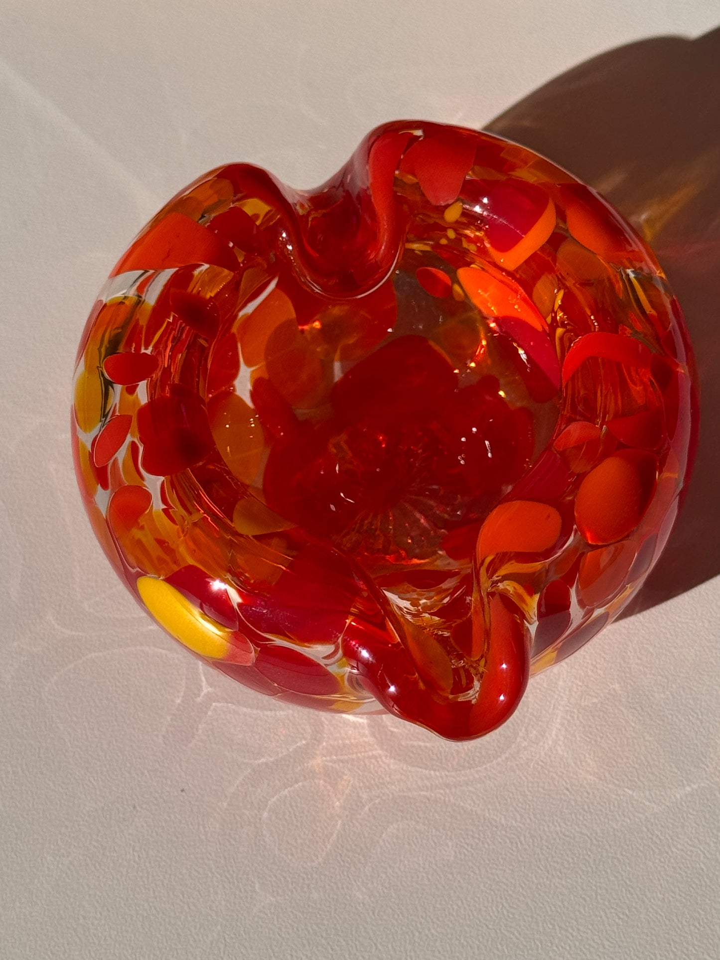 Bowl - Ashtray, Heart Dish. Blown & Sculpted Glass