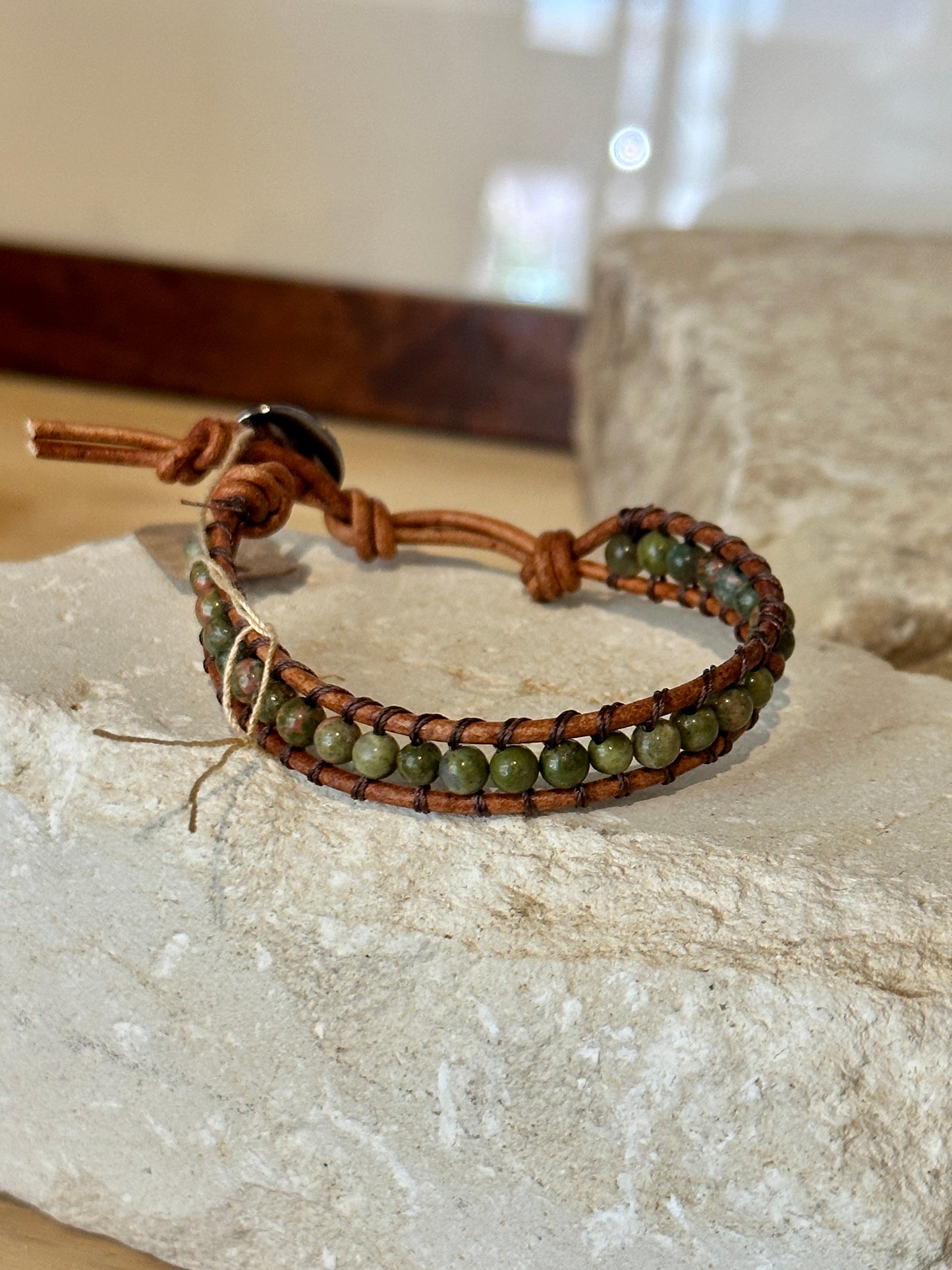 Bracelets- Leather + Gemstone