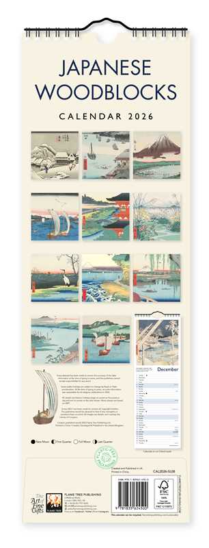 Japanese Woodblocks Slim Calendar 2026 (Art Calendar) by
