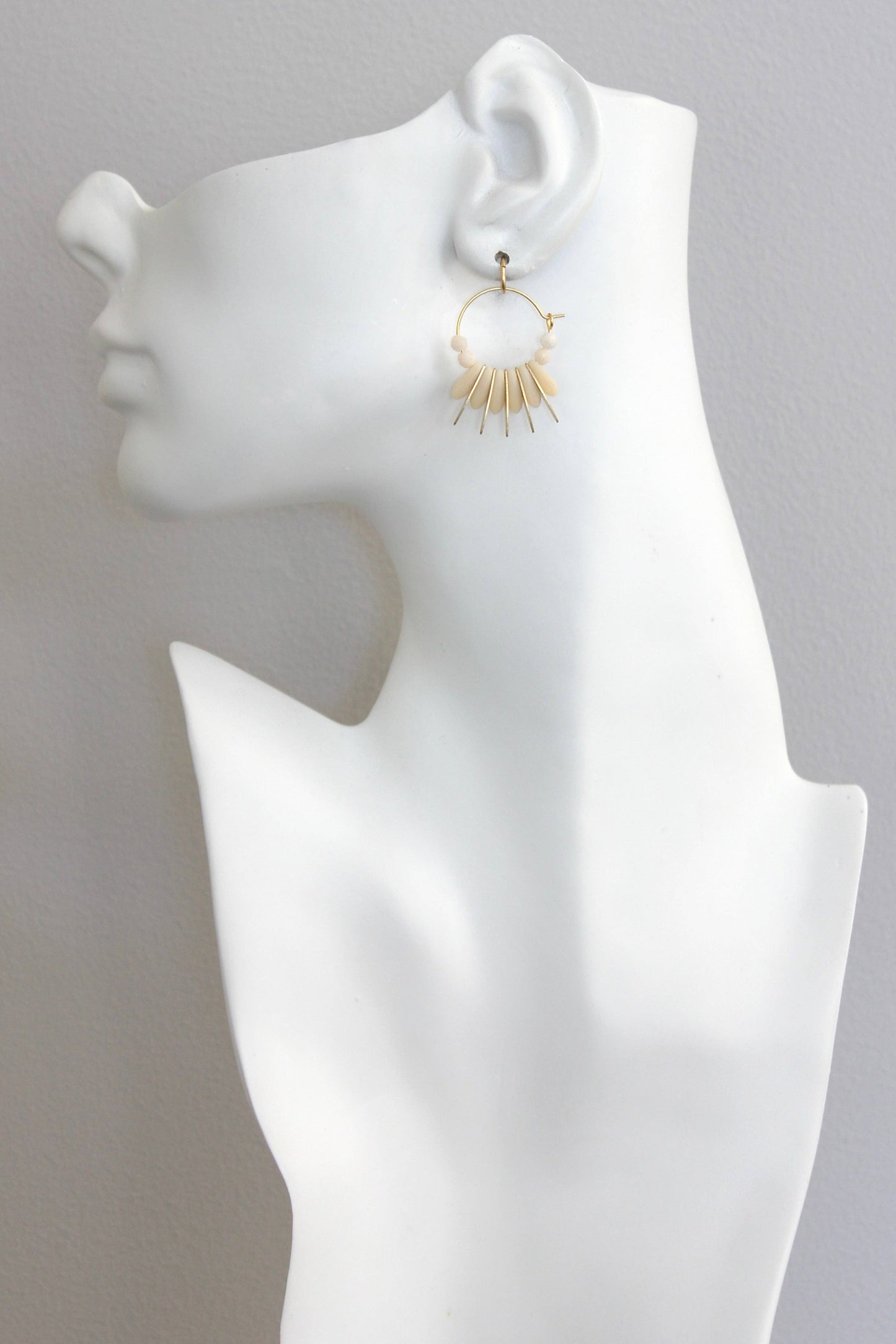 Earrings- Mini matte cream colored hoops