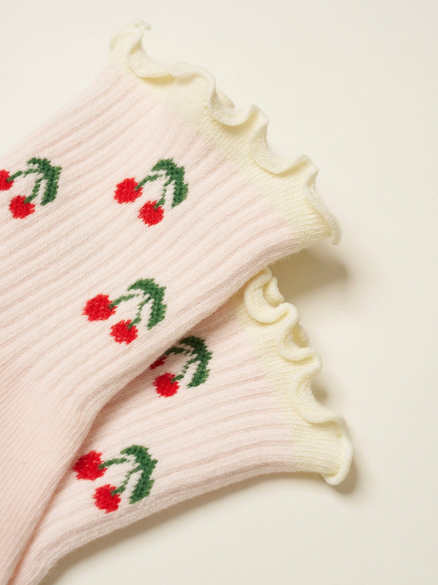 🍒 Cherry Ruffle Grip Sock [Baby Pink]